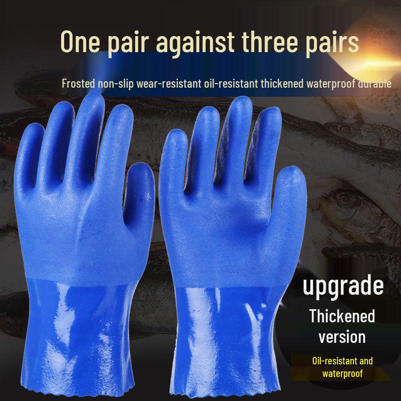 Waterproof Non-Slip Rubber Coated Work Gloves: Oil & Wear Resistant, Thickened Protective Design