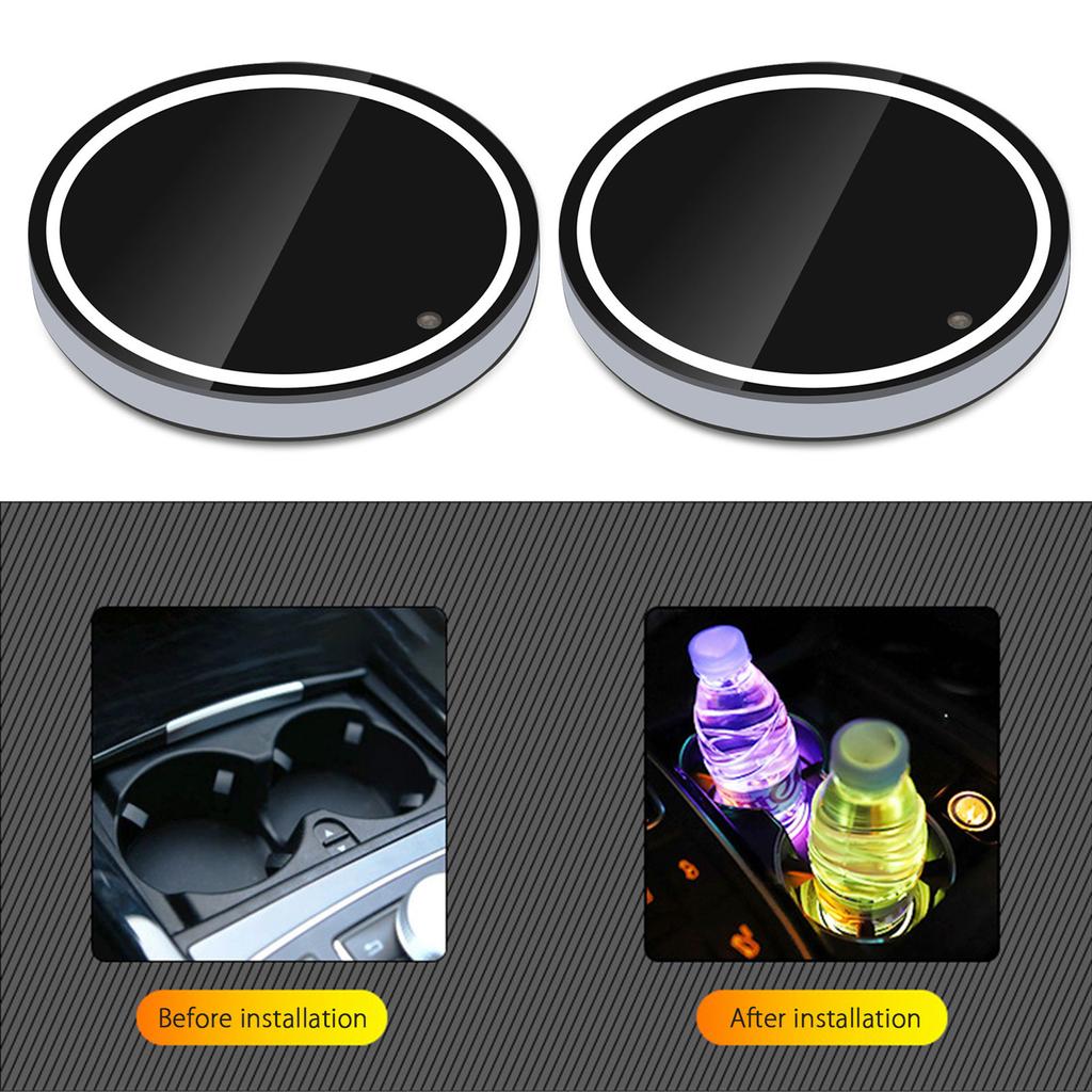 Cheap (Patricia999)2pcs LED Cup Holder Pads LED Car Cupcoasters With 7
