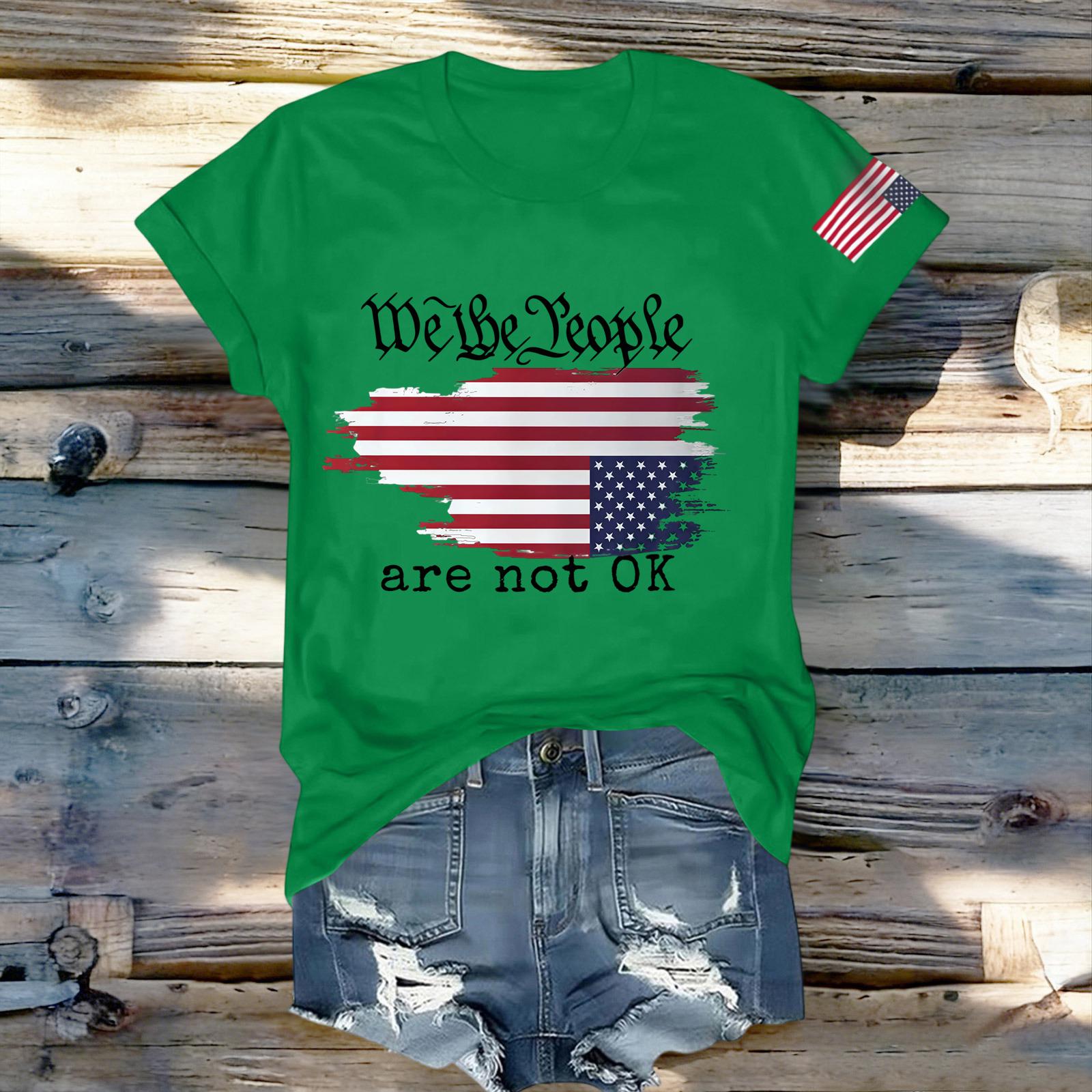 

Women s Fashionable Round Neck Casual Retro Print Short Sleeved T-shirt Top XXL
