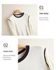 Women's Classic Black & White Color Block Crew Neck Long Sleeve T-Shirt - Spring Collection Wool Acetate Lyocell Base Layer