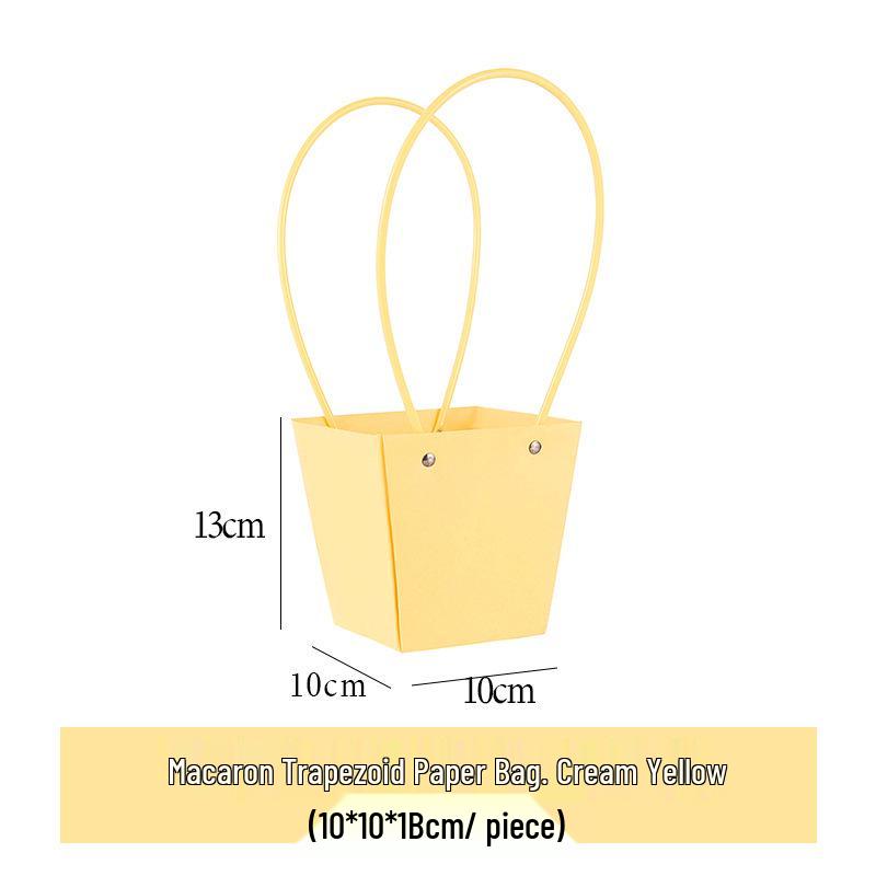 Macaron Color Series DIY Flower Arrangement Tote with Trapezoidal Design and Waterproof Kraft Paper
