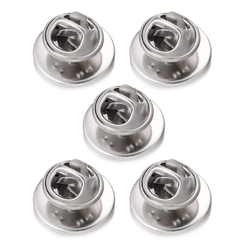 A52E Pack of 5 Stainless Steel Pin Backs Secure Brooch Base Cabochons Holder Bezel