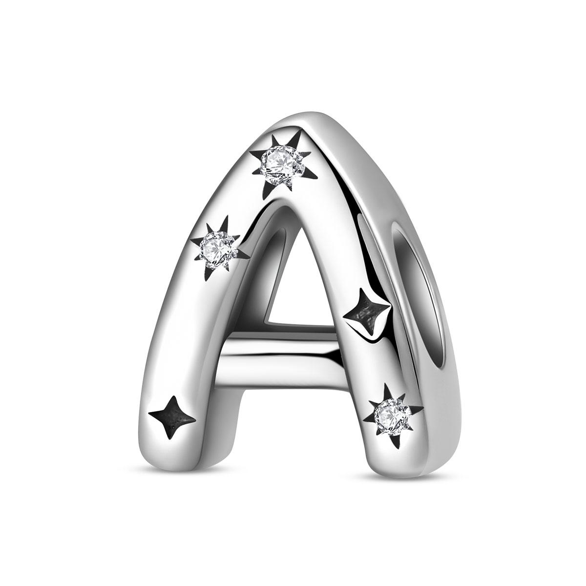 

Copper Metal Authentic Original 26 Alphabet A-Z Letters Charm Bead Components Star Zircon Bead Components Compatible With Do It Yourself Bracelet