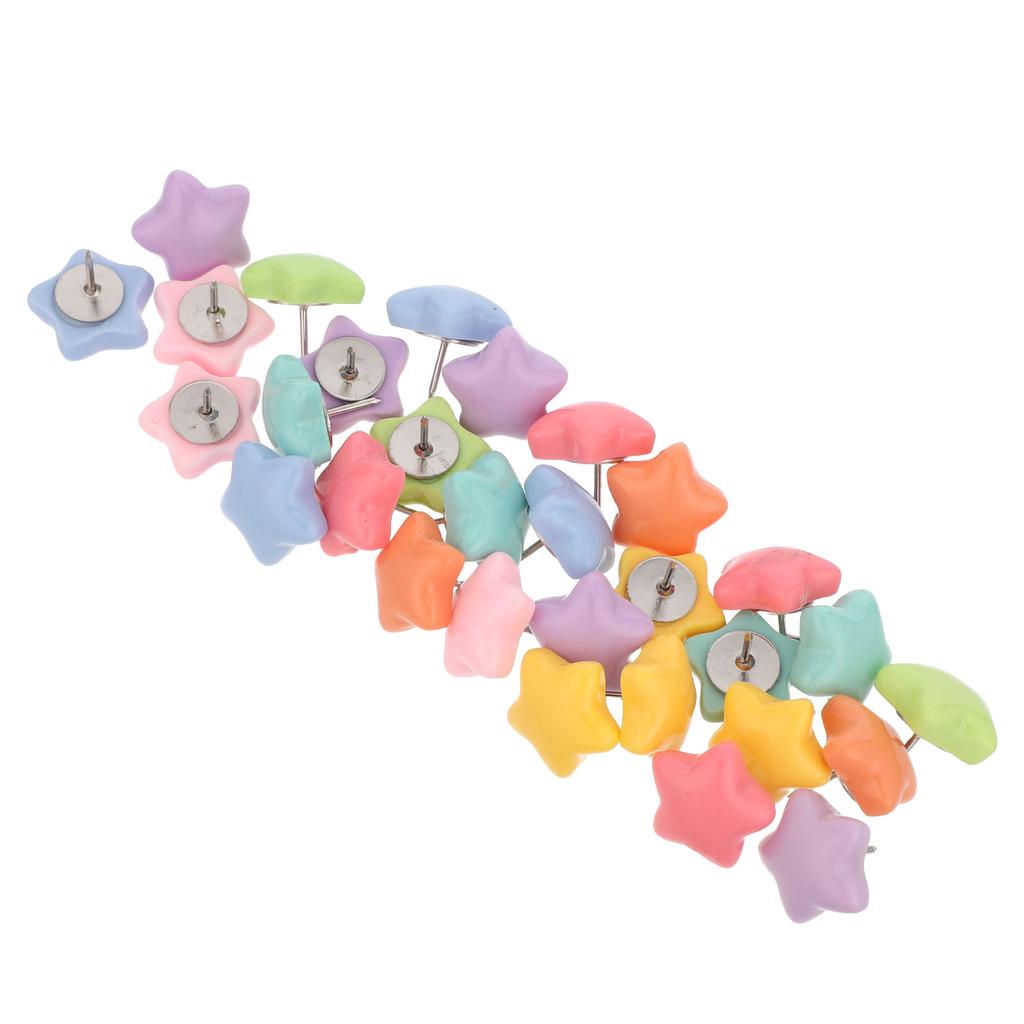 30Pcs Star Shaped Thumb Tacks Flat Head Push Pins for Cork Board Bulletin Board Map Wall Hanging Photo Display