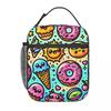 Cartoon Donut Eiscreme Muster Isolierte Lunchtasche für Damen Kinder Auslaufsichere Lebensmittelboxen Thermische Lunchbox Tragetasche