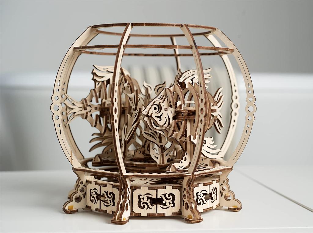 Ugears Aquarium 70155 Wooden Puzzle No Glue or Tools Required 3D Puzzle for Adults Model