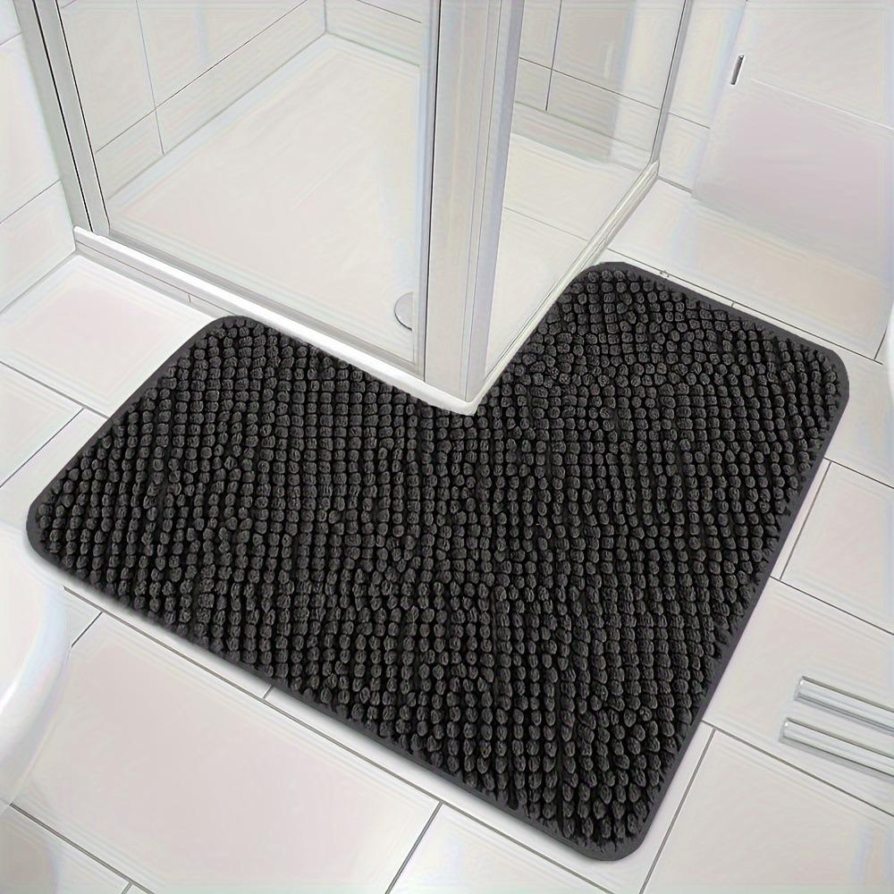 Non-slip Corner Shower Mat Washable Floor Mat Creative L-shaped Chenille Bath Mat  Living Room