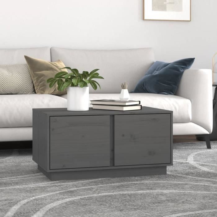 814421 vidaXL Table basse Gris 80x50x40 cm Bois massif de pin