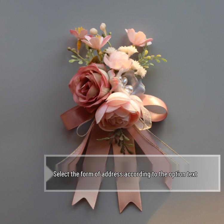 

Mori Style Pink & Blue Rose Pearl Corsage for Weddings - Bridesmaid & Groom Hand Flower