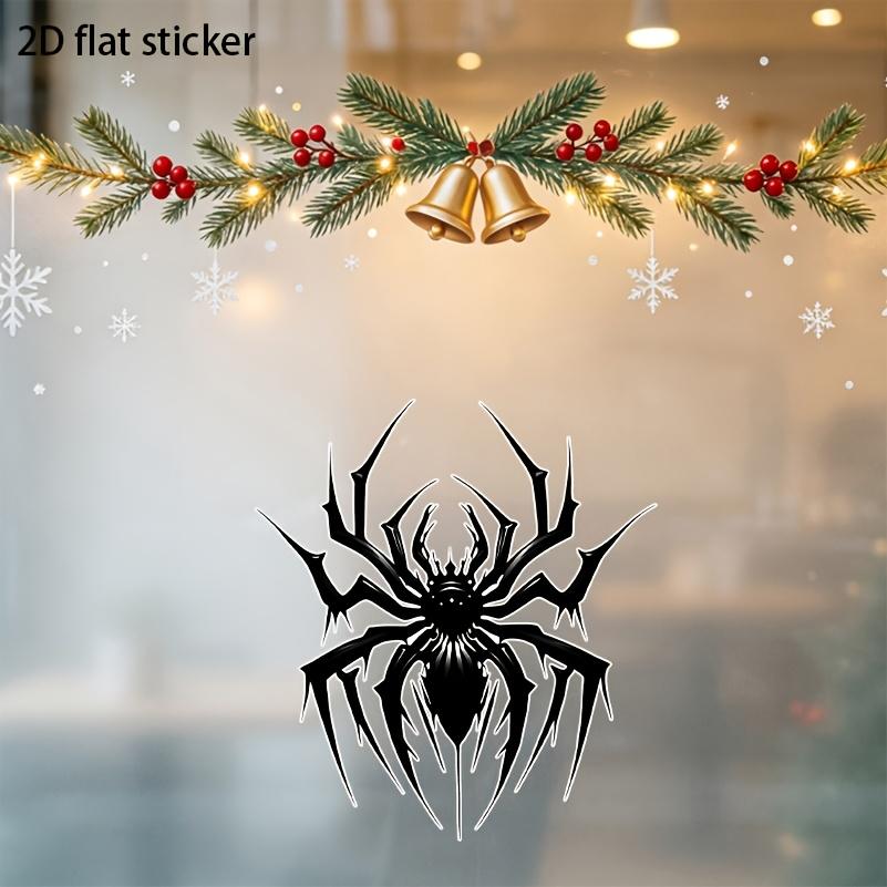 2D Flat Sticker 8-inch Simple and Cool Black Spider Tattoo Wind Wall Sticker, Vinyl Sticker Suitable for Walls, Glass, Doors and Windows,