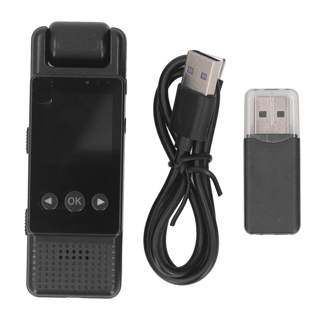Body Video Recorder Black 1080P Portable 180° Rotatable Lens 1.3 Inch LCD Screen Supports Back Clip
