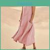 Summer Cotton Linen Sleeveless Dress With Patching For Casual Women