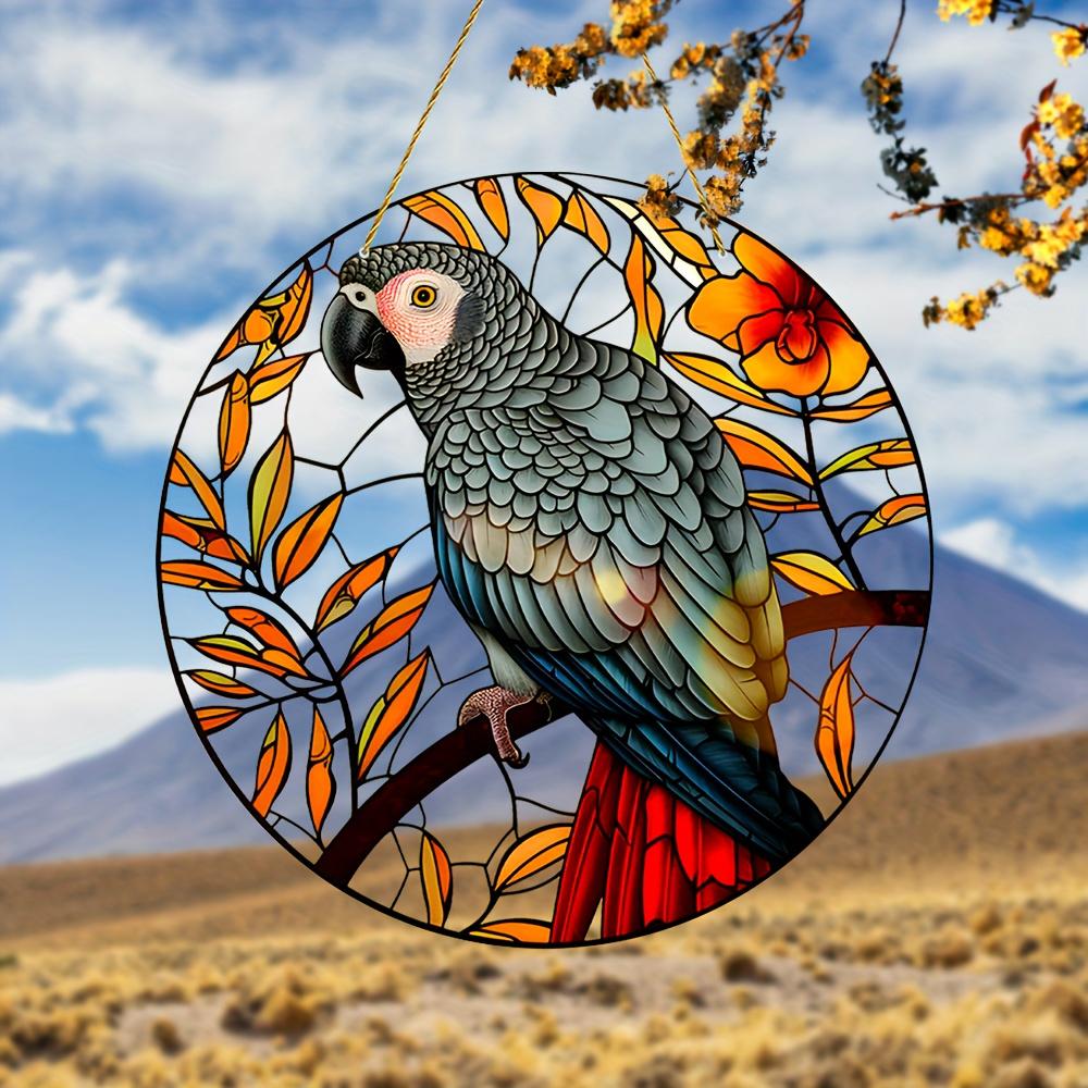 Red Tail Eagle Sunshine Catcher, Stained Glass Style, Animal Theme, Nurseries, Vintage Home Decor Wall for Bar Kitchen, Restaurant Shop Wall Decor, C