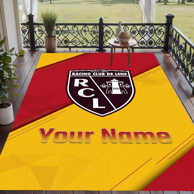 Custom Text Printed Rug Racing Club De Lens Non Slip Floor Carpet For Home Room Decor