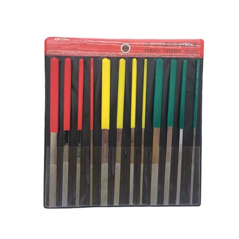 Diamond Flat-Tapered File Set CF-400: Alloy Metal Mold Grinding & Shaping Tool