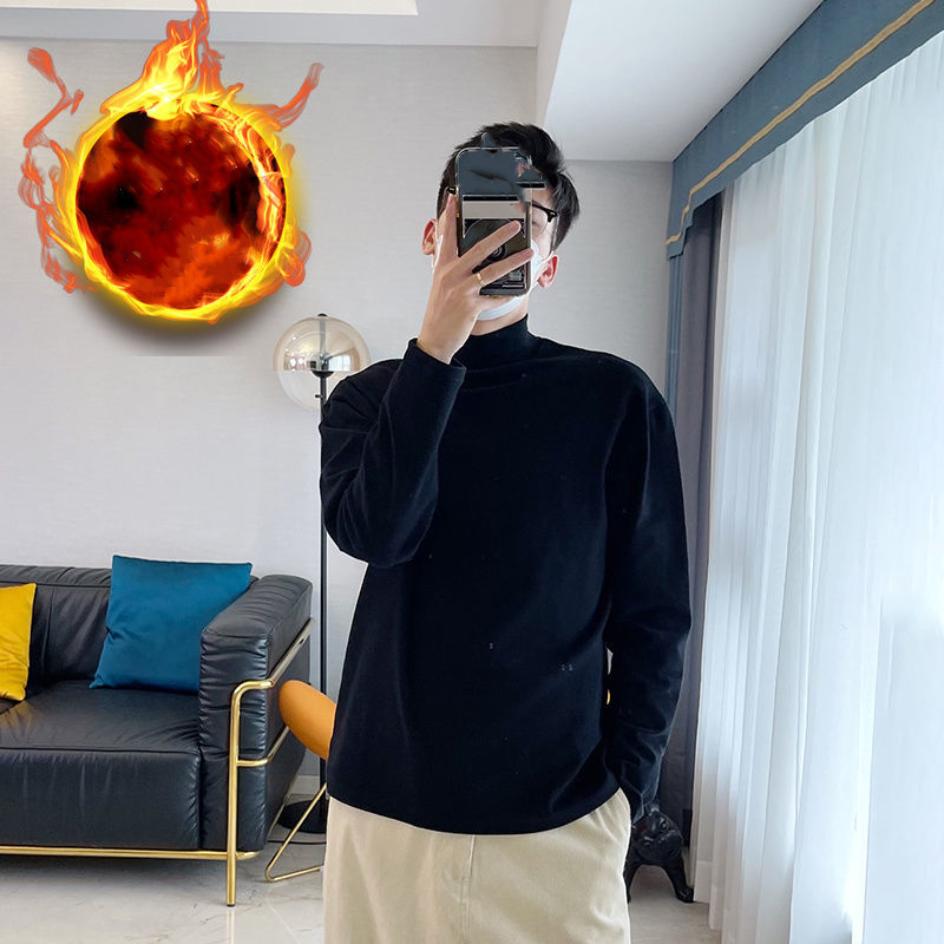Half Turtleneck Long-sleeved T-shirt Men's Korean Version Casual Autumn and Winter Bottoming Shirt Men's Large Size Long-sleeved S-4XL