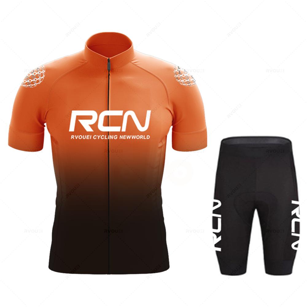 Rcn Summer Mens Short Sleeve Cycling Jersey Sets Skinsuit Maillot Ropa Ciclismo Bicycle Clothing Bike Shirts Bicycle Mtb Jersey