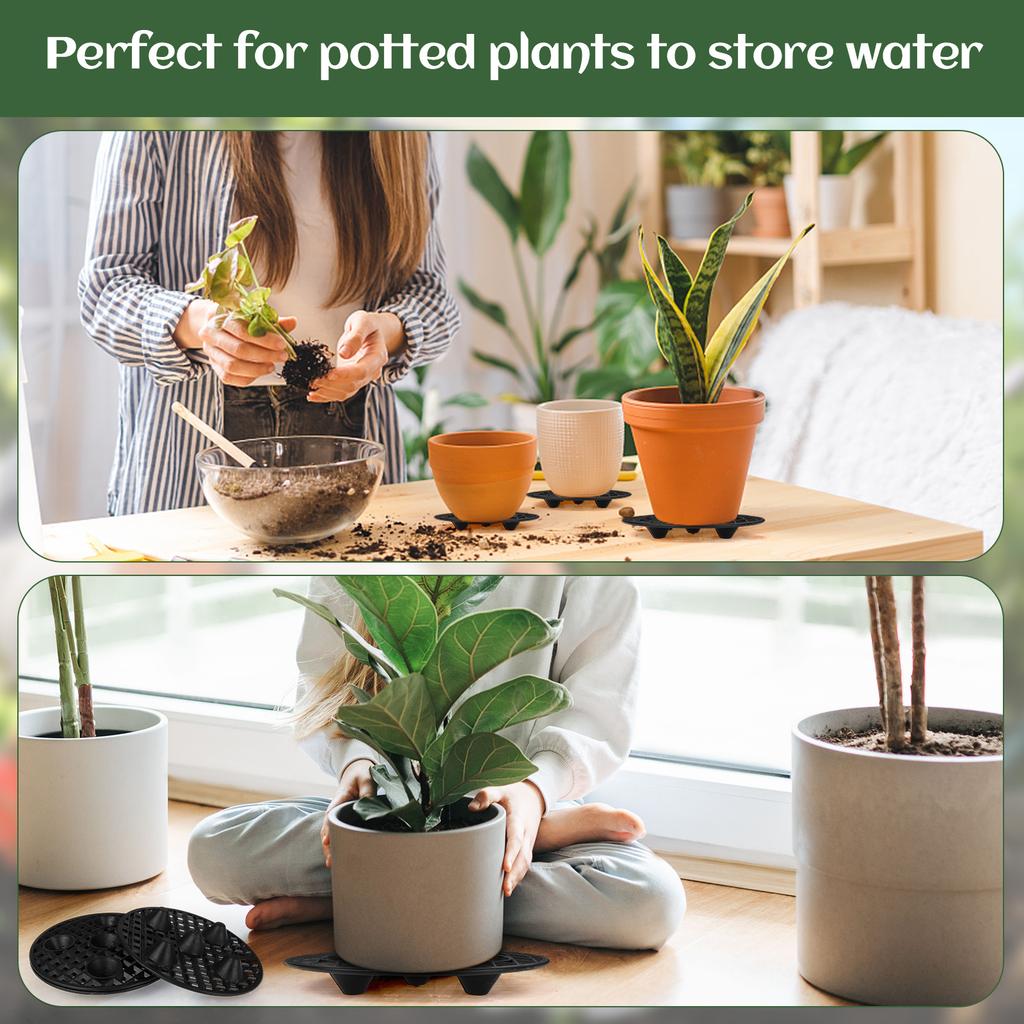 Plant Stands For Outdoors Heavy Duty Plant Level Pot Elevator 8'' 11'' Black Round Plastic Flower Stands Holder Risers For Garde