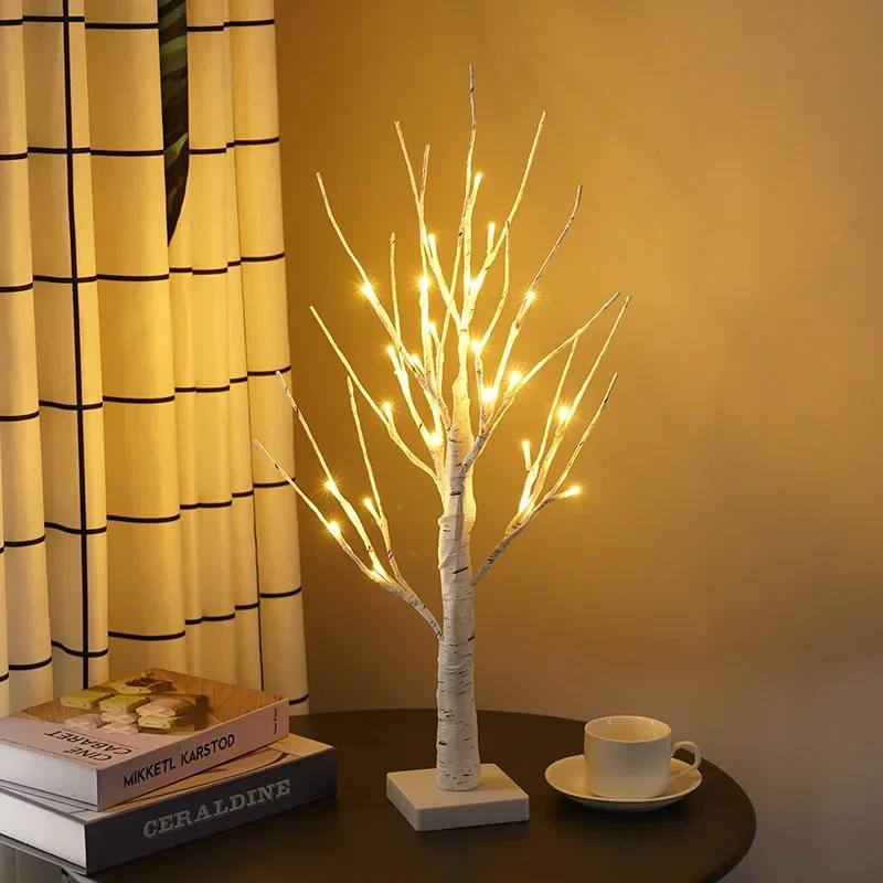

1/2/4PCS LED Tree Lights Christmas Halloween Remote Control Birch Tree Home Decoration Lights Indoor Landscape Glowing Tree 1PC теплый белый
