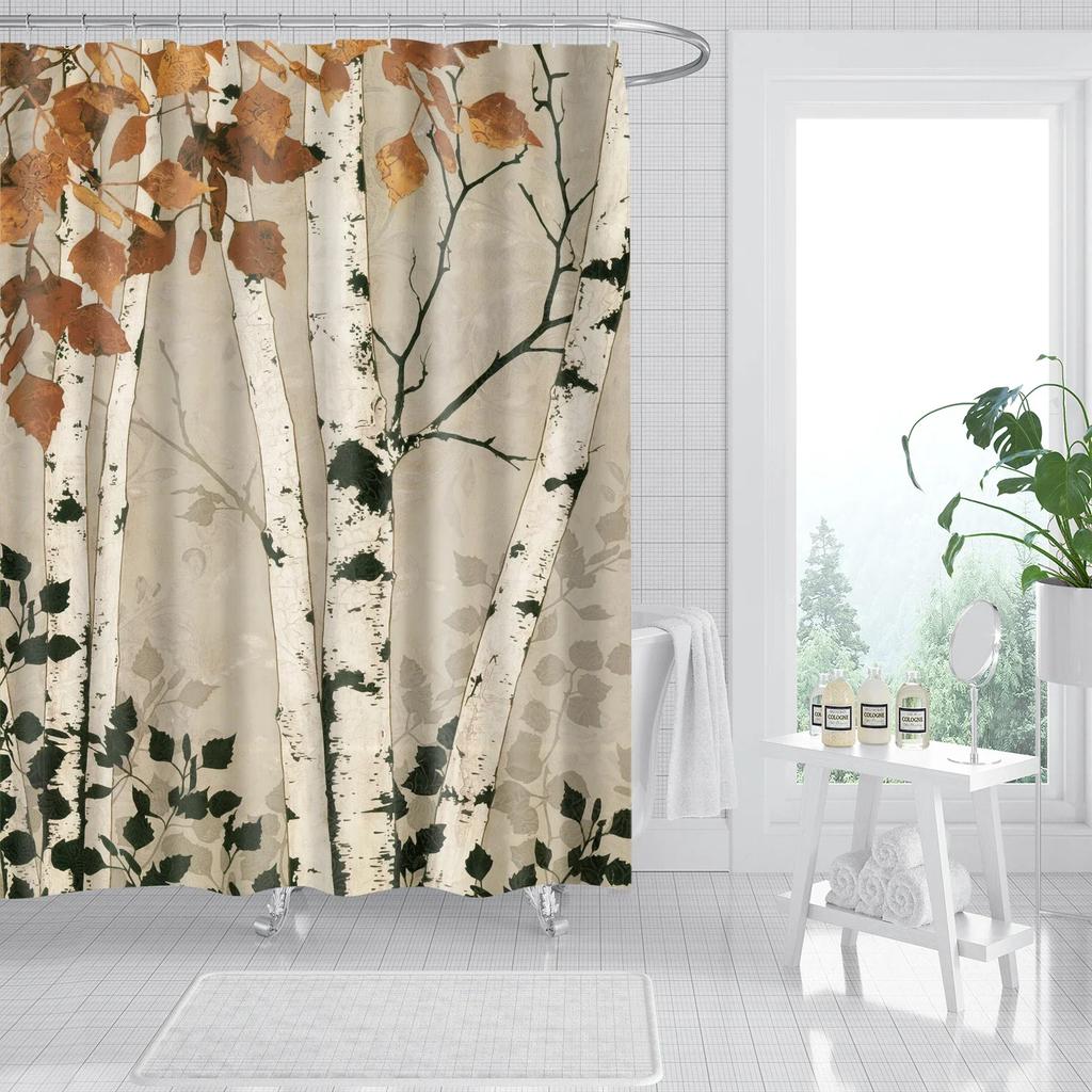 3D Tree Scenery Shower Curtains Bathroom Curtains High Quality Waterproof Polyester Bath Curtain with 12 Hooks for Home Decor