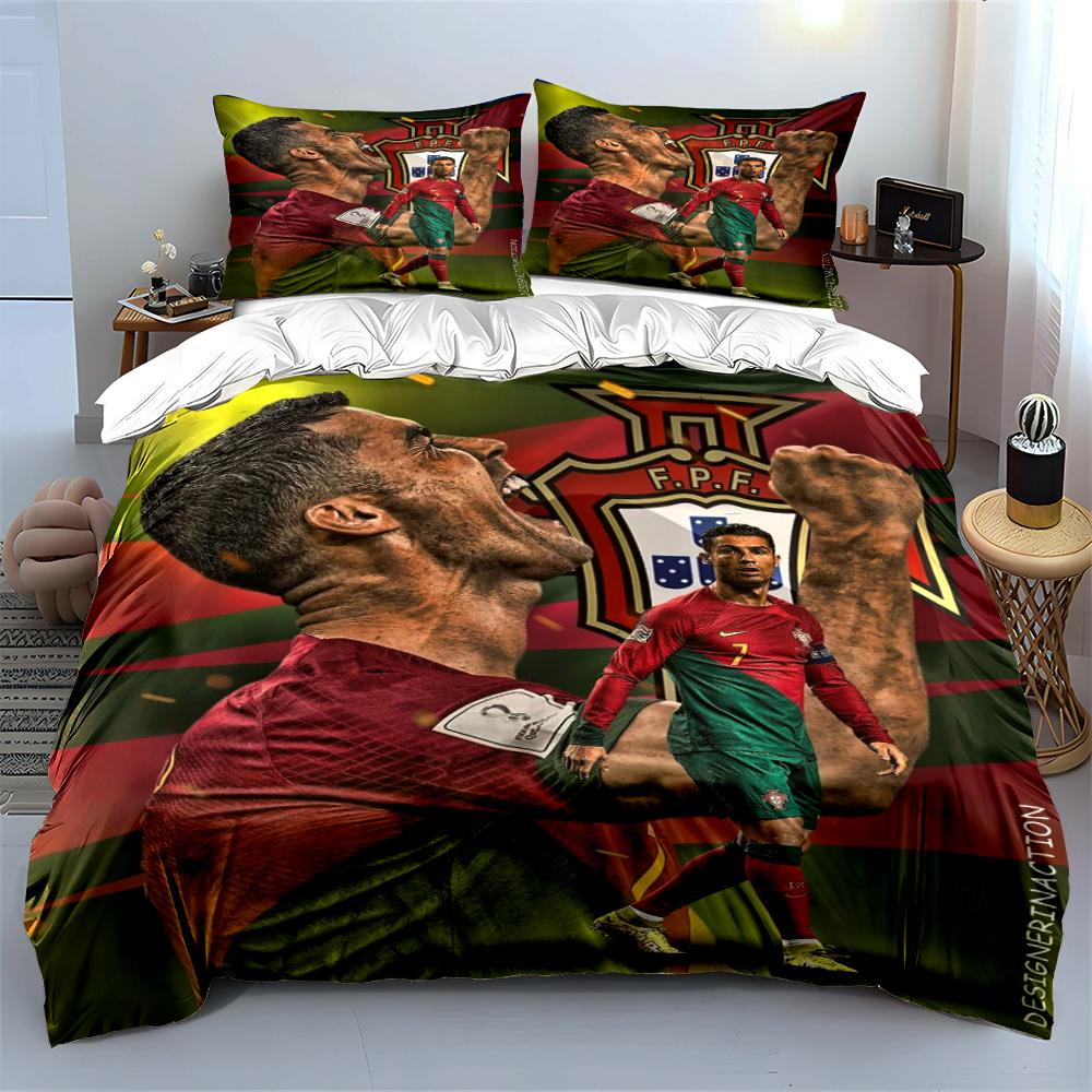 Soccer-Themed Bedding Set Bedding set (1 duvet cover, 2 pillowcases, duvet not included)
