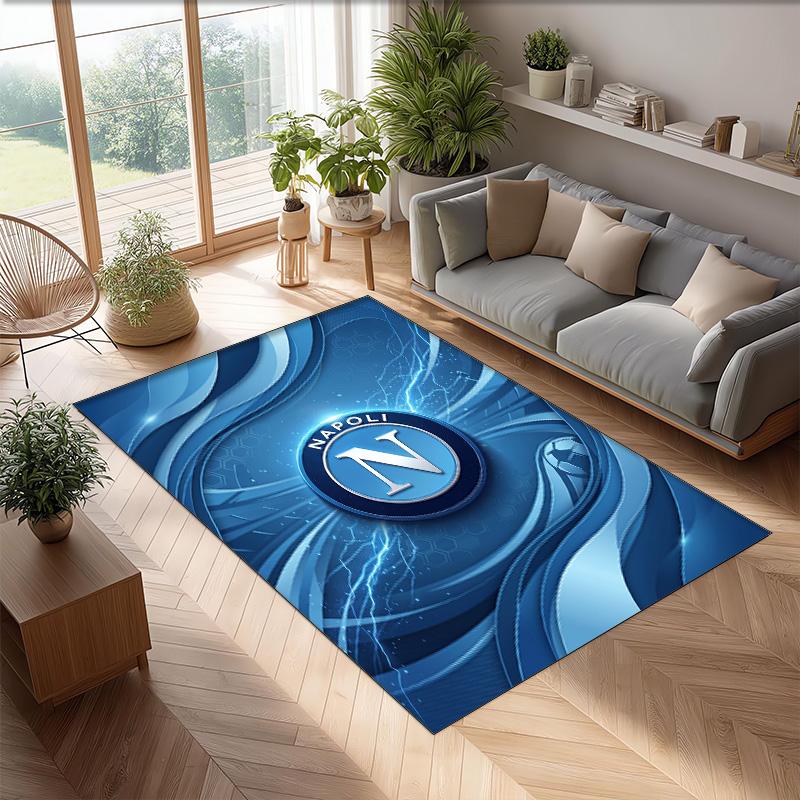 Napoli FC Soccer Football Pattern Soft Area Rug Non Slip Indoor Floor Carpet Sports Decor Mat for Bedroom