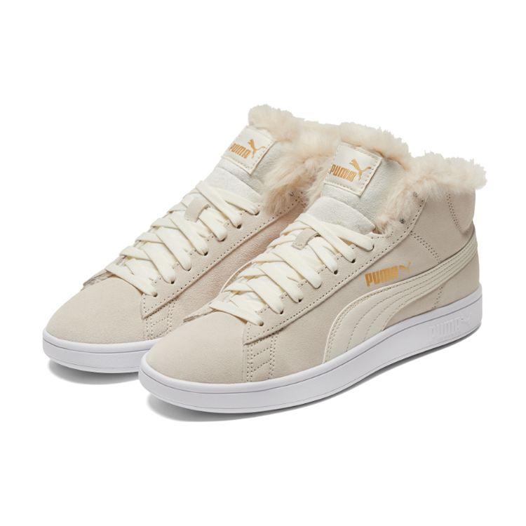 Puma Smash V2 Comfortable Versatile Mid-Top Sneakers Women Sneakers Off-White 385005-02