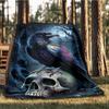 1pc Raven Skull Print Outdoor Blanket, Lightweight Polyester,