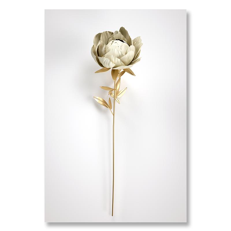 Metal Wall ArtAbstract Gilded Flowers Plant Laminas Decorativas Pared Cuadros Arte De Lienzos Decorativos  Para Sala Decoracion