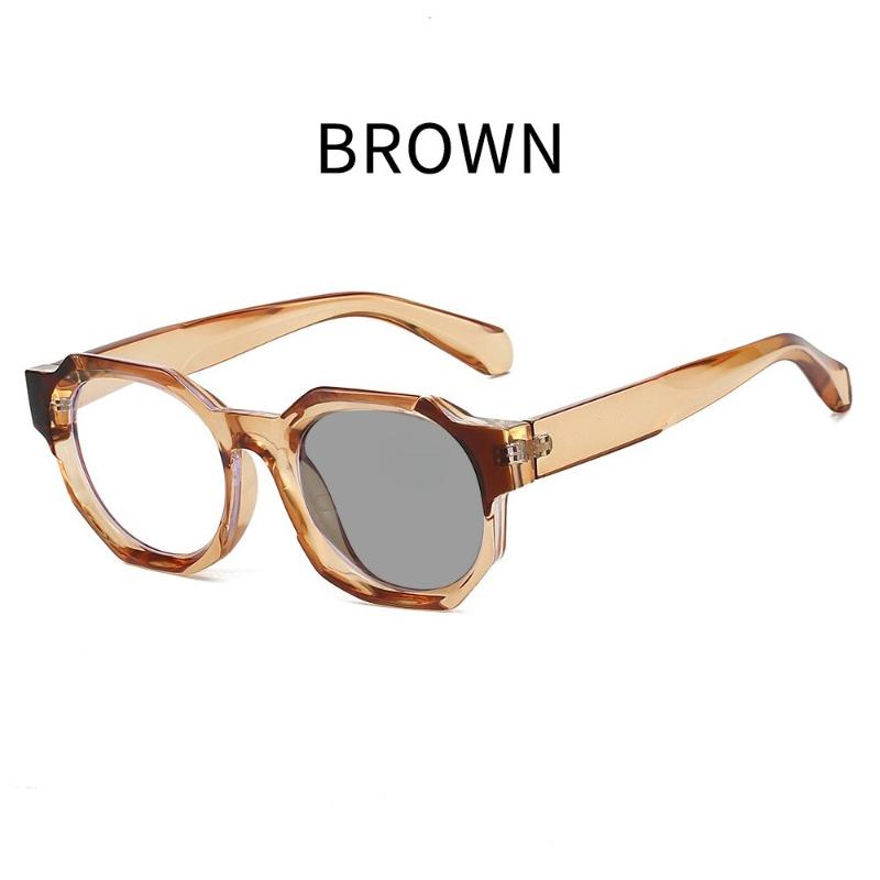 Luxury Design Photochromic Reading Glasses Fashion Polygon High Quality HD AntiBlue Light Color Cahnging Presbyopia  Eyeglasses
