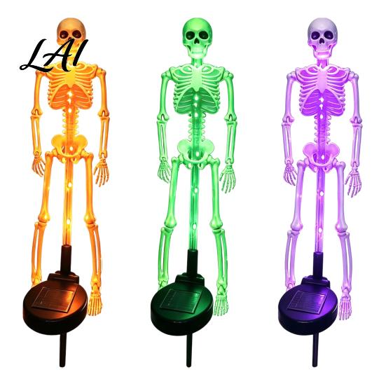 Decorative Cemetery Ground Inserts Solar Skeleton Garden Stake Light Halloween 3D Glowing Skull Yard Exterior Path Lights Decor with LED Waterproof