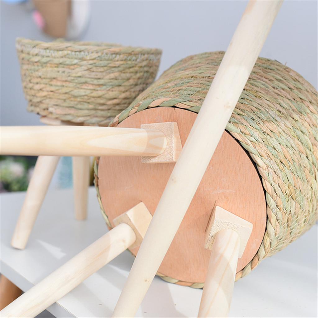 Lightweight Durable Woven Floor Vase Pots Holder Display Flower Basket Rack for Balconies Office Living Room Decoration