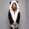 European and American new fox hair hooded collar medium and long women's imitation fur coat Mickey hat large size women's clothing