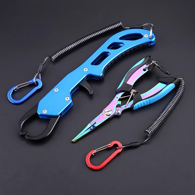 Aluminum Fishing Pliers With Fish Grip Tool Set Lure CNC Machined 6061 Alloy Multi-Color Options