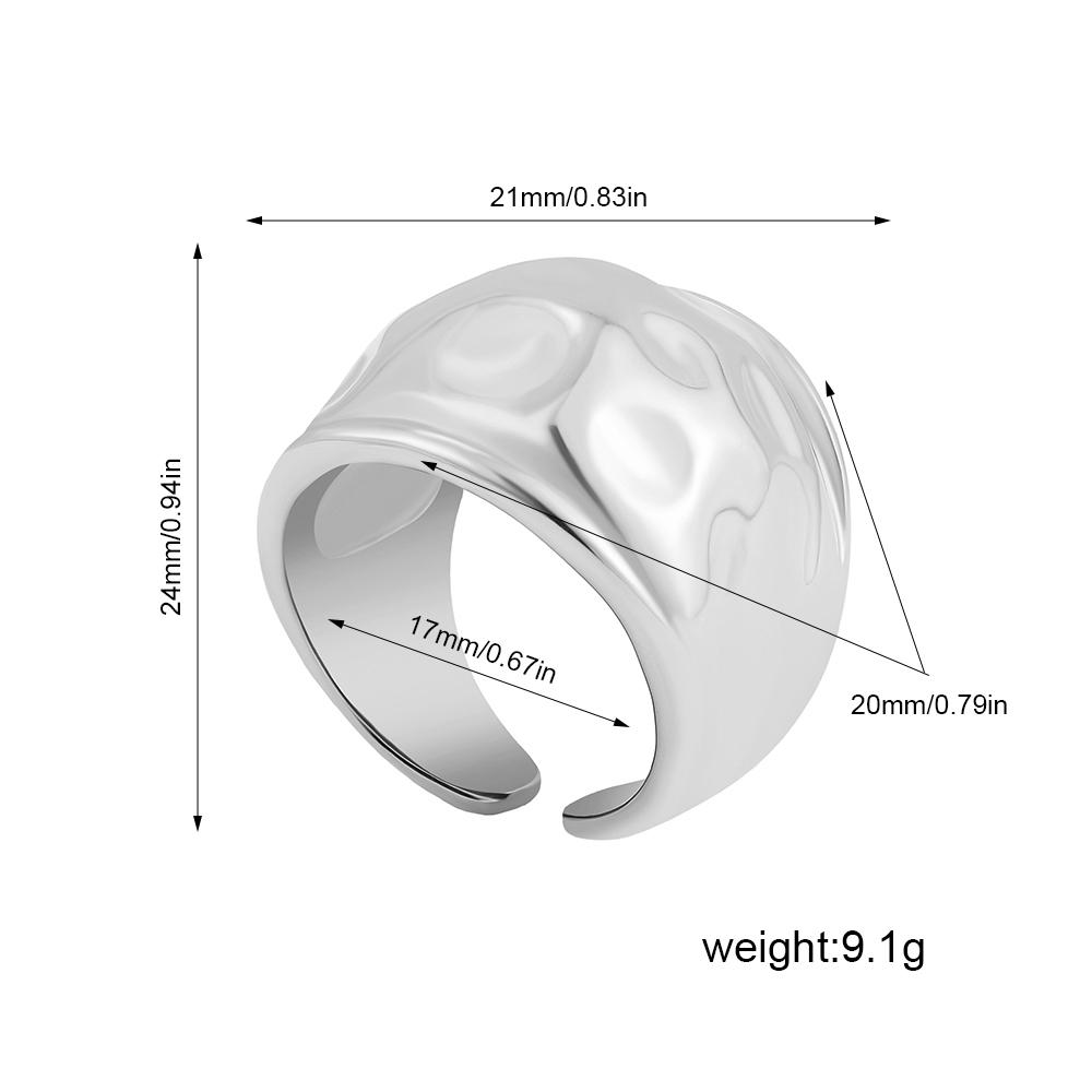 

Stainless Steel Round Dome Chunky Rings for Women Waterproof 18K Gold Plated Irregular Hammered Open Ring Zircon Bijoux New