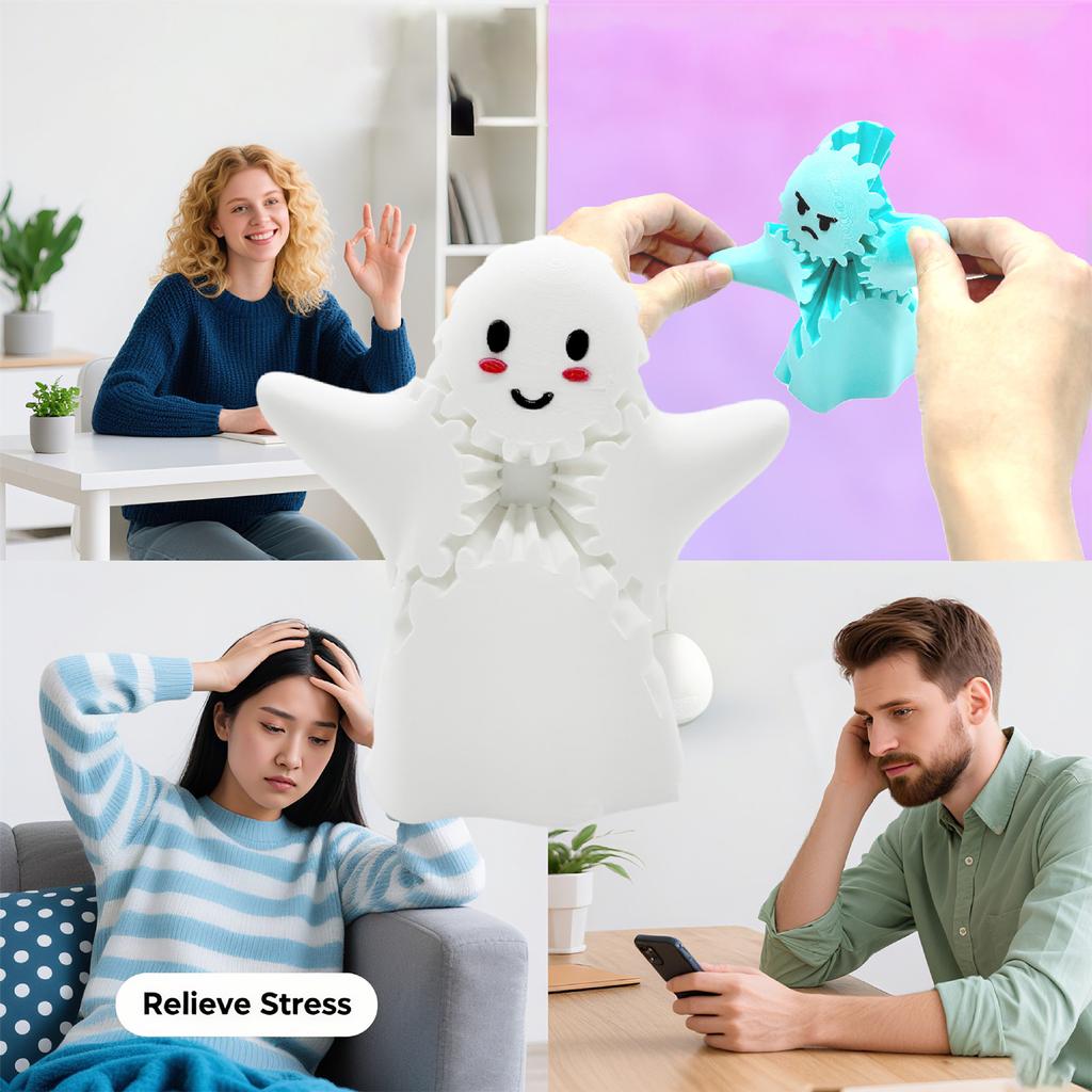 3D Printed Cute Little Ghosts Gear Desktop Ornaments