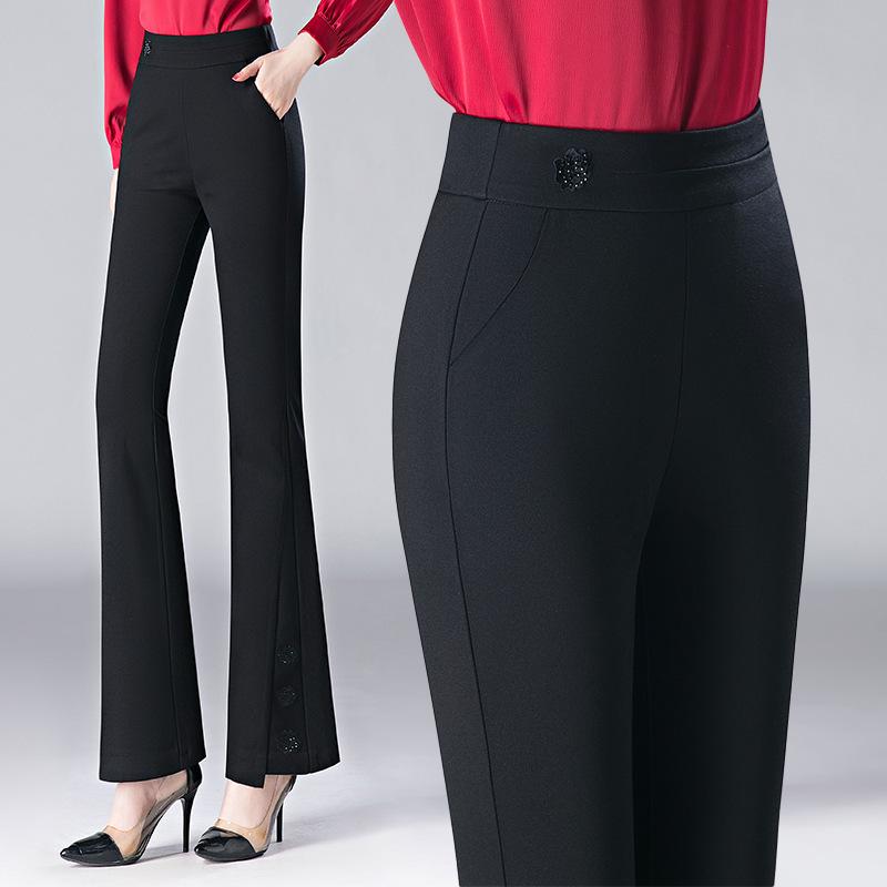 Women's Micro Flare High Waist Elastic Pants - Slimming, Fashionable, Casual Spring/Summer Trousers for Middle-Aged Moms (5X).