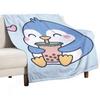 Cute Little Penguin Loves Boba Tea Throw Blanket Tourist Summer Winter Beds Bed Blankets