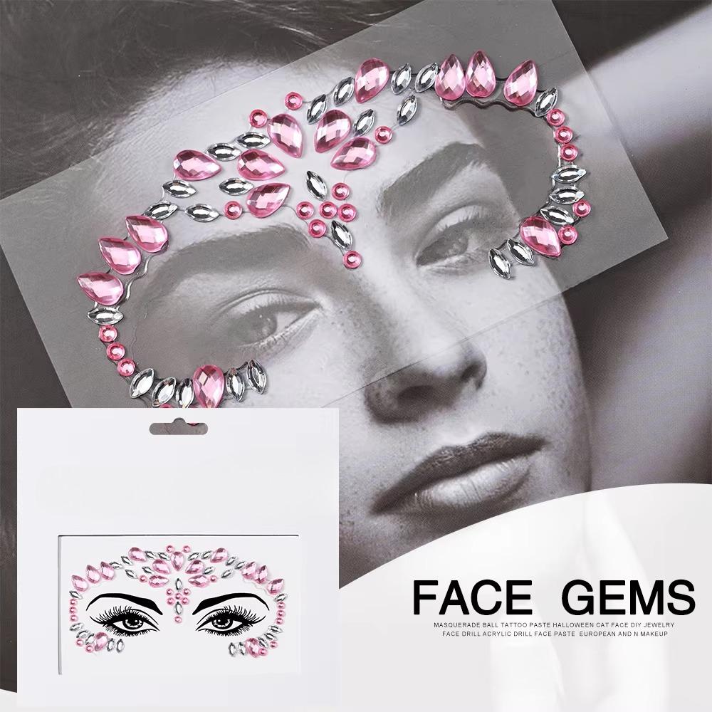 Fashion 3d Mermaid Face Gem Temporary Tattoo Crystal Body Facial Stickers, Shiny Glitter and Rhinestones for Festival Prom Party