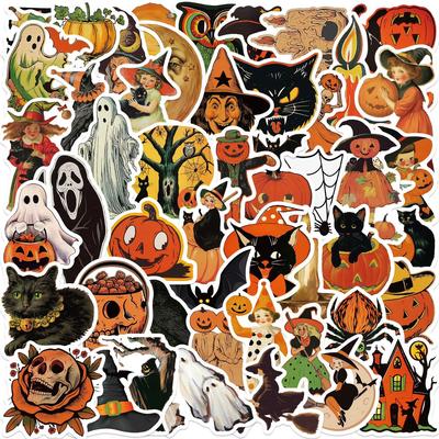 52pcs Halloween Party Cartoon Graffiti Stickers Phone Guitar Laptop Notebook Suitcase Cup Waterproof Sticker Kids Toys