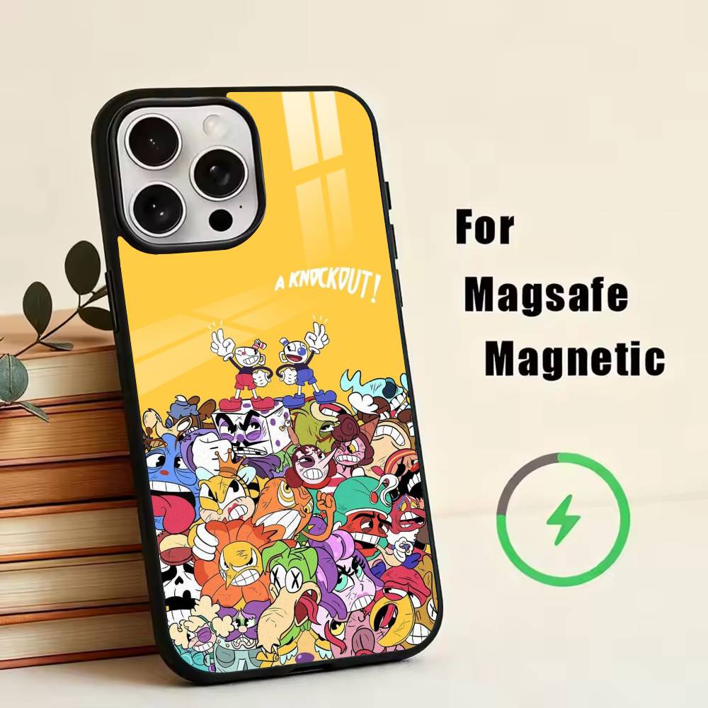 

Game Cuphead Phone Case For iPhone17,16,15,14,13,12,11 Plus,Pro Magnetic For Magsafe Wireless Charging iPhone14Plus