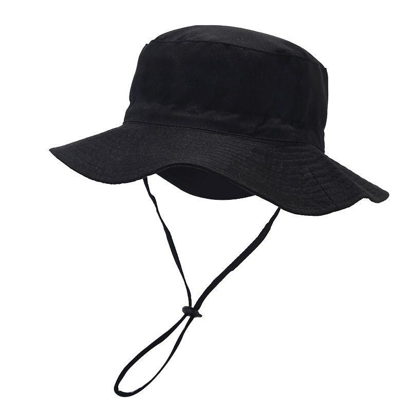 

Summer Toddler Breathable Floppy Hat With Pull String Design And Solid Color For Beach Black
