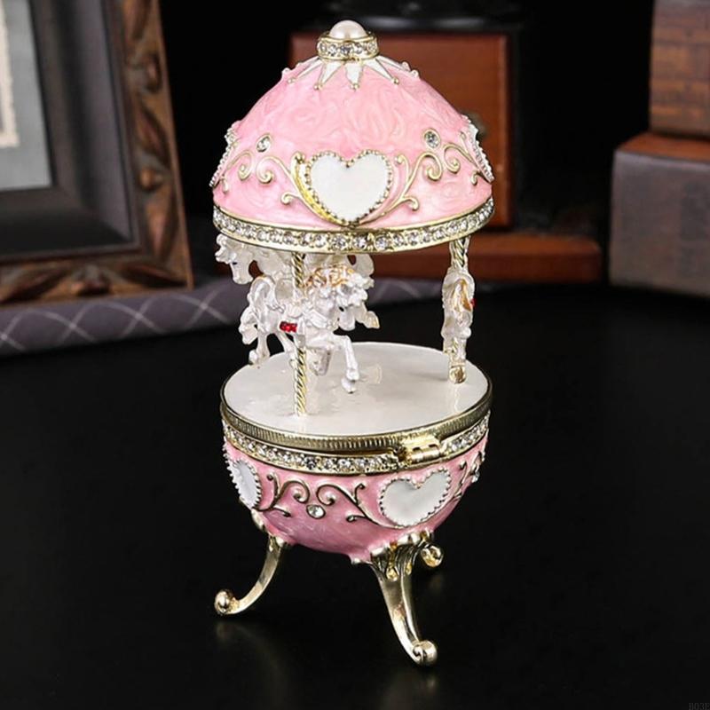 European Zinc Alloy Jewelry Organizers Featuring Rotating Carousel Design and Rhinestones Decors B03E