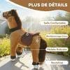 Ride-On Horse for Children, Plush Horse on Wheels, Handle, 75 cm Tall, Ages 3-5, Brown