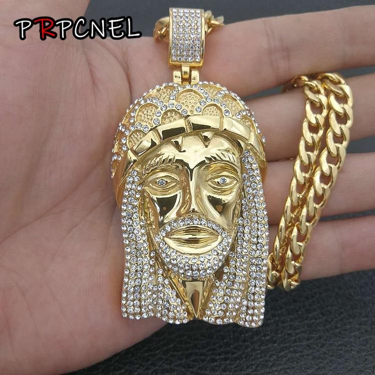 Fashion Hip Hop Jewellery 316L Stainless Steel with Zircon Men s Large Jesus Christ Cross Pendant Necklace 60cm