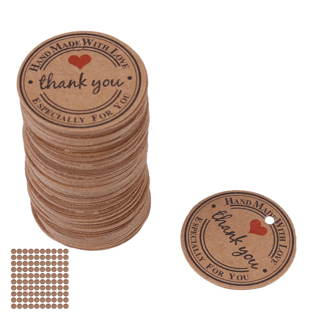 100pcs Brown Handmade Hang Label Wedding Favor Gift Dessert Tags Jewelry Price Tag #2