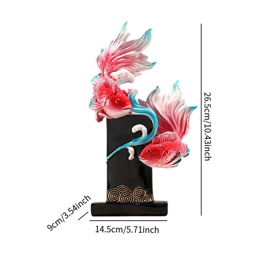 Koi Fish Sculpture Resin Table Centerpiece for Office New Year Entrance