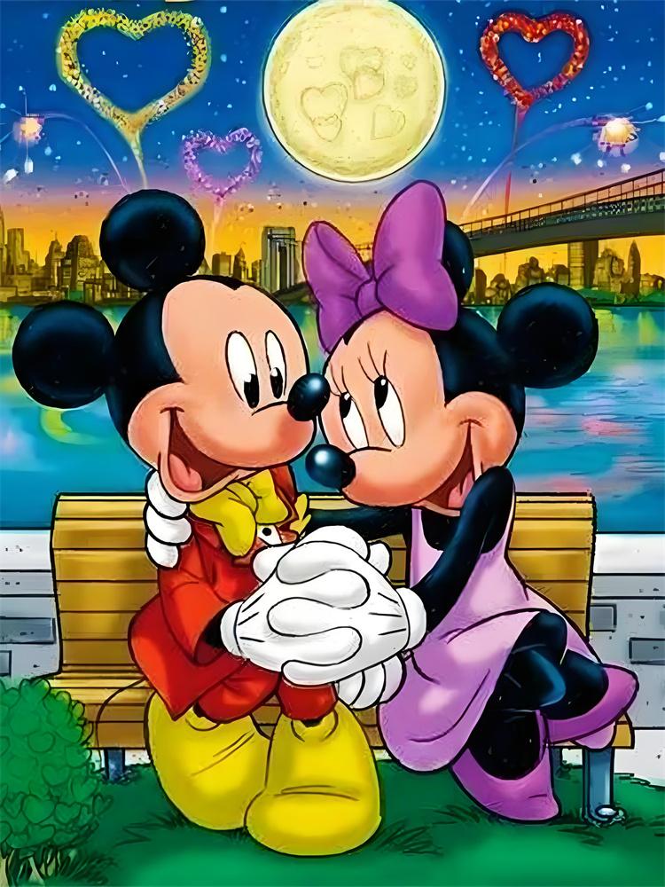 Disney 5D Diamond Painting Dark Mickey and Minnie Decoration DIY Full Diamond Mosaic Inlaid Cross Stitch Set Gift