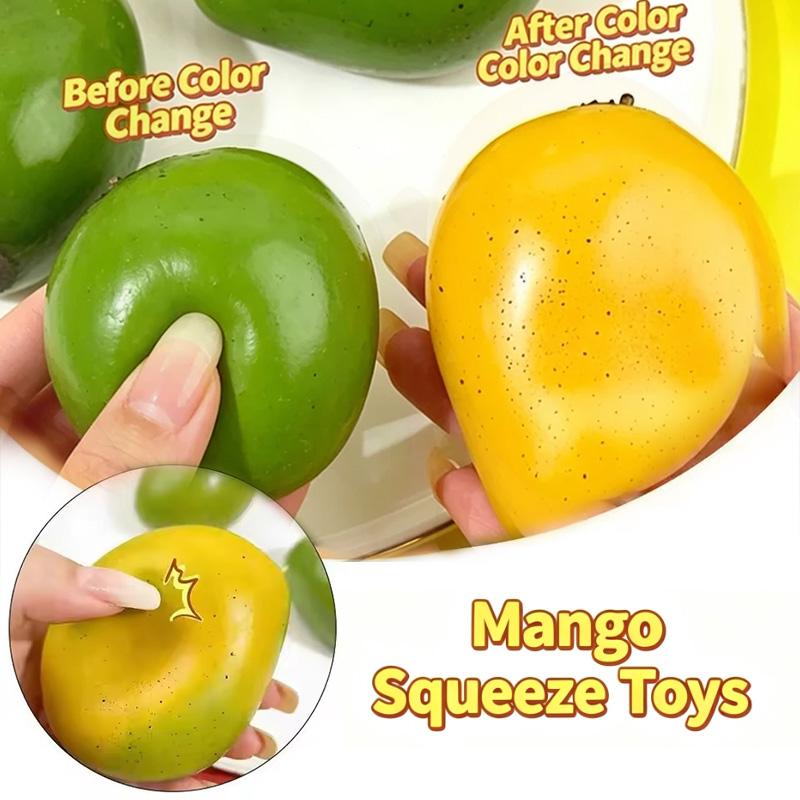 Pallina Anti-Stress Mango Croccante Calda Fatta a Mano, Pallina Fidget Mango Morbida che Cambia Colore, Giocattolo Sensoriale ASMR per Alleviare lo Stress