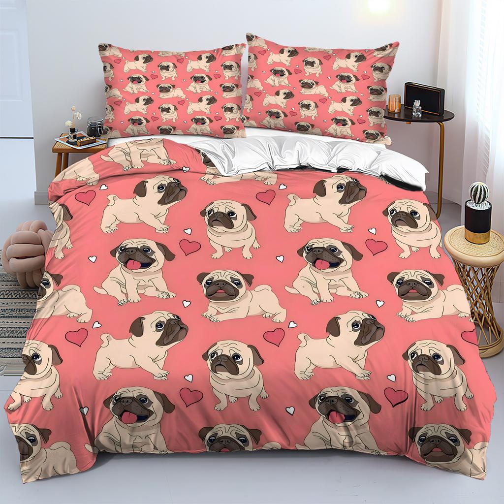 Cute Dogs 3D Design Printed Quilt Cover Set Luxury Home Textile Soft Comfortable Duvet Cover Pillowcase Animal Theme Bedding Set